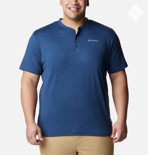 Tricouri Columbia Tech Trail Scurte Sleeve Henley Barbati Bleumarin | Plus Size SES9MQ8ZA